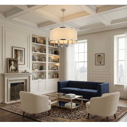 Open Design OR80216 - Lampadario a catena CASA 6xE14/15W/230V crema/cromo lucido