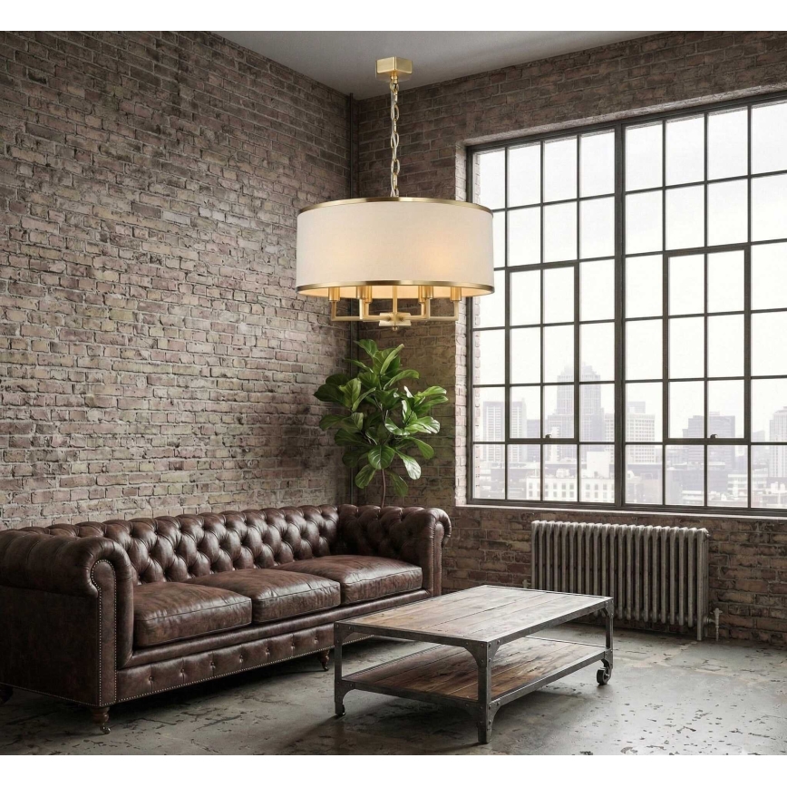 Open Design OR80230 - Lampadario a catena CASA 6xE14/15W/230V crema/ottone