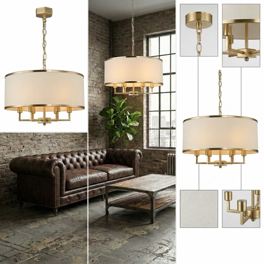 Open Design OR80230 - Lampadario a catena CASA 6xE14/15W/230V crema/ottone