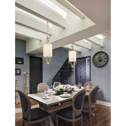 Open Design OR80568 - Lampadario a catena LUNGA 1xE27/15W/230V ottone/bianco