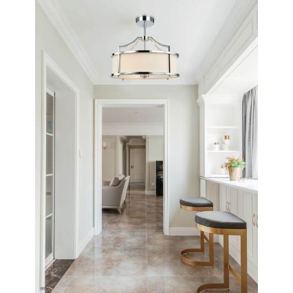 Open Design OR80865 - Lampadario su asta STANZA 3xE27/15W/230V Ø 42 cm cromo lucido/bianco