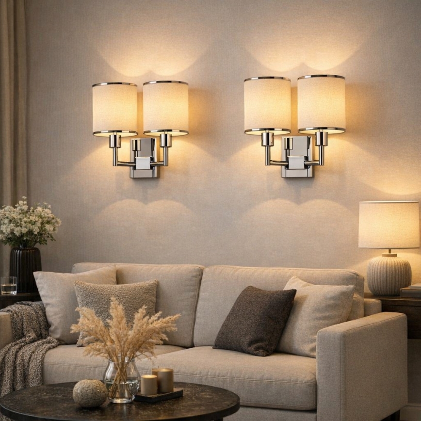 Open Design OR81497 - Applique CASA 2xE14/12W/230V cromo lucido/crema