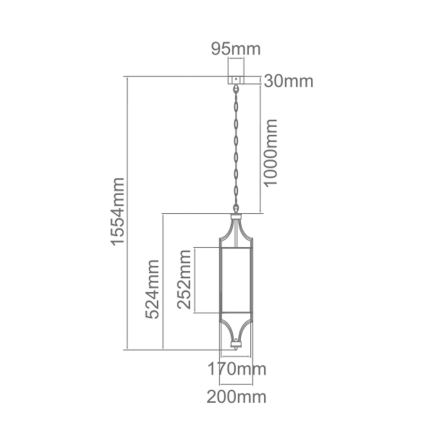 Open Design OR84108 - Lampadario a catena LUNGA 1xE27/15W/230V oro/nero