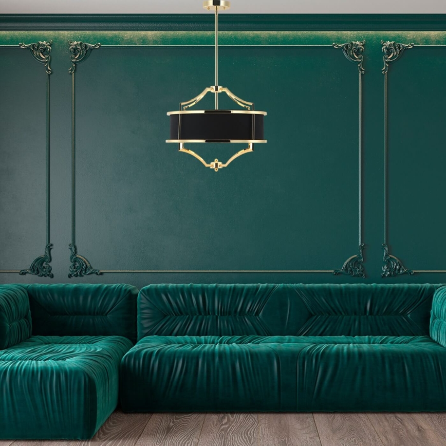 Open Design OR84160 - Lampadario a stelo STESSO 4xE27/15W/230V Ø 55 cm oro/nero