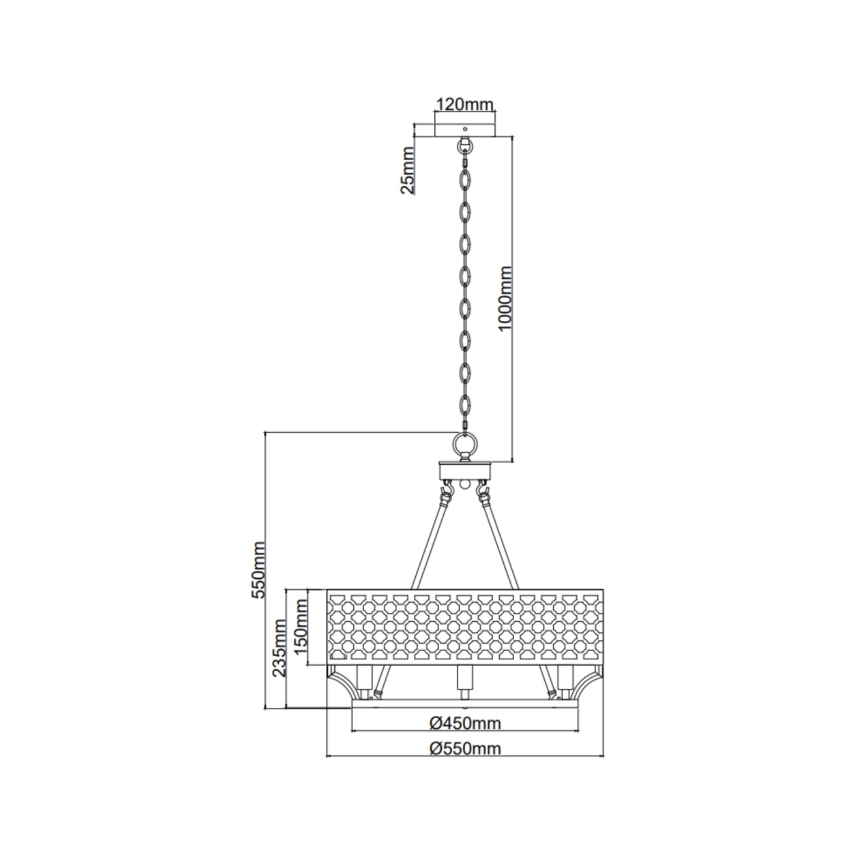 Open Design OR84382 - Lampadario a catena VERNO 6xE14/12W/230V Ø 55 cm ottone