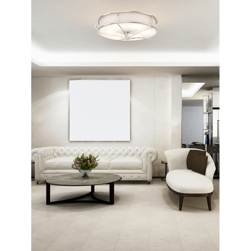 Open Design OR84429 - Plafoniera STESSO 6xE27/12W/230V Ø 85 cm cromo lucido/bianco