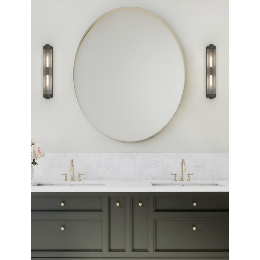 Open Design OR84498 - Applique da parete per bagno FUMI 2xG9/8W/230V IP44 nera