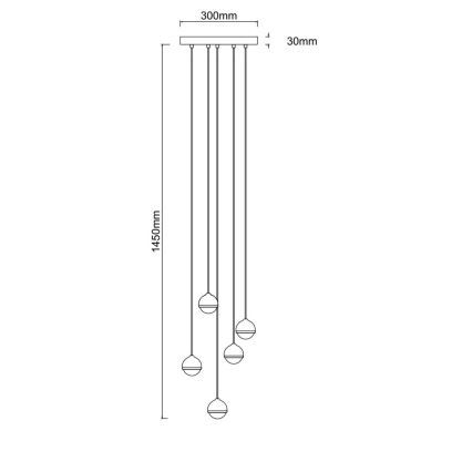 Open Design OR85518 - Lampadario LED a cavo BOLICINA 5xLED/5W/230V oro/nero