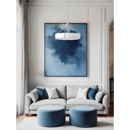 Open Design OR85624 - Lampadario a stelo DORETTO 4xE27/15W/230V Ø 50 cm cromo opaco/bianco