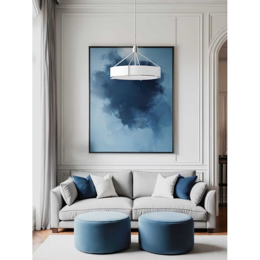 Open Design OR85624 - Lampadario a stelo DORETTO 4xE27/15W/230V Ø 50 cm cromo opaco/bianco