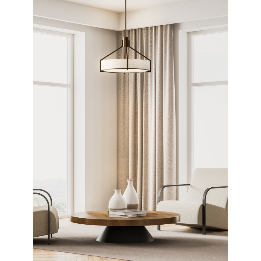 Open Design OR85648 - Lampadario su asta DORETTO 4xE27/15W/230V Ø 50 cm marrone/beige