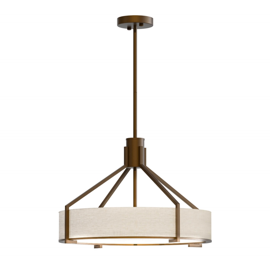 Open Design OR85648 - Lampadario su asta DORETTO 4xE27/15W/230V Ø 50 cm marrone/beige