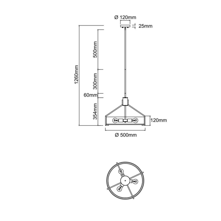 Open Design OR85648 - Lampadario su asta DORETTO 4xE27/15W/230V Ø 50 cm marrone/beige