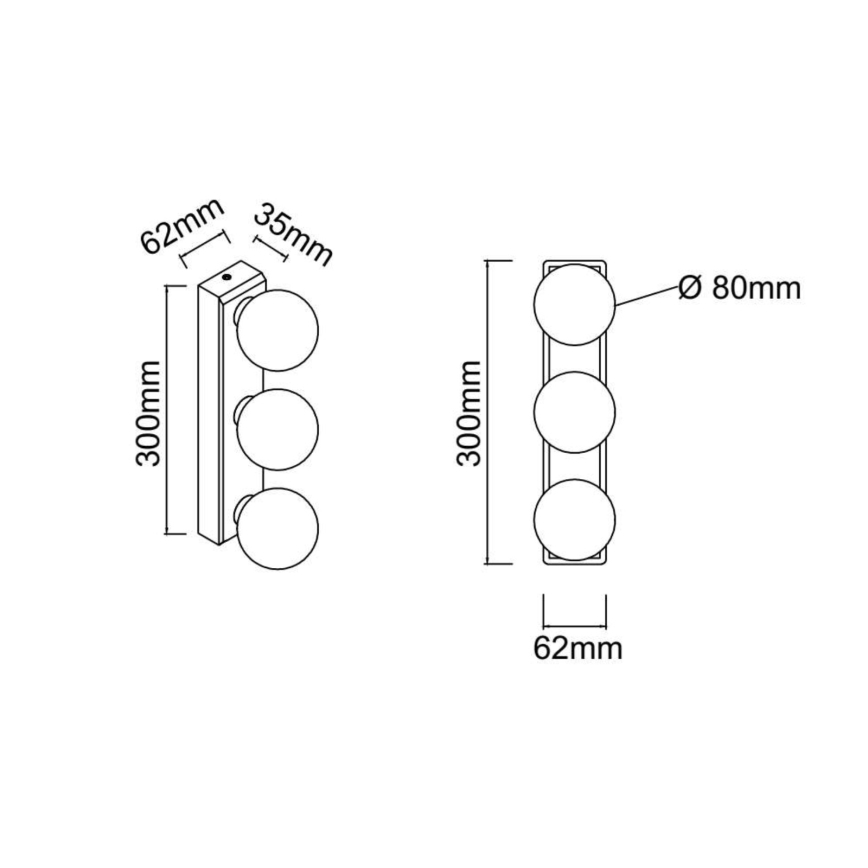 Open Design OR85716 - Applique da bagno MERINO 3xG9/8W/230V 30 cm IP44 ottone