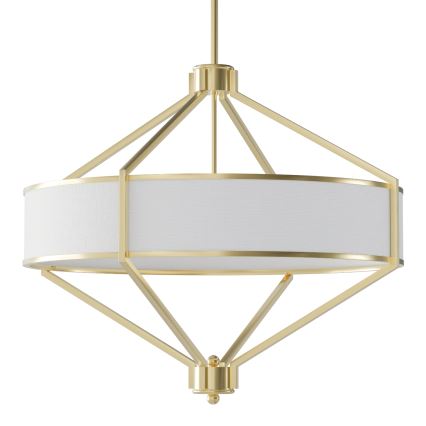 Open Design OR85839 - Lampada a sospensione con asta ZUNDO 4xE27/15W/230V ottone/bianco