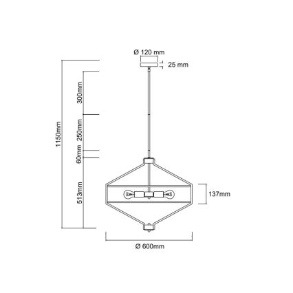 Open Design OR85846 - Lampadario a stelo ZUNDO 4xE27/15W/230V marrone/beige