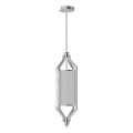 Open Design OR85853 - Lampada a sospensione ZUNDO su asta 1xE27/15W/230V cromo opaco/bianco
