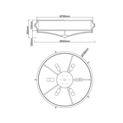 Open Design OR86614 - Plafoniera STESSO 6xE27/12W/230V Ø 85 cm marrone