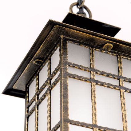 Lampada a sospensione da esterno KIKO 1xE27/11W/230V IP44 bronzo/patina