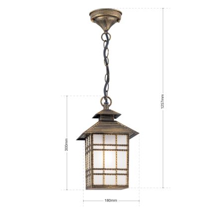 Lampada a sospensione da esterno KIKO 1xE27/11W/230V IP44 bronzo/patina
