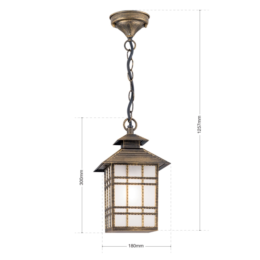 Lampada a sospensione da esterno KIKO 1xE27/11W/230V IP44 bronzo/patina