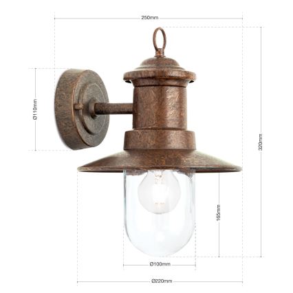 Applique da esterno LEONIE 1xE27/60W/230V IP44 bronzo