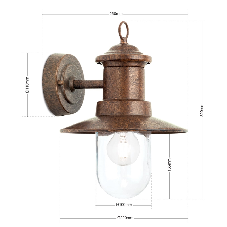 Applique da esterno LEONIE 1xE27/60W/230V IP44 bronzo
