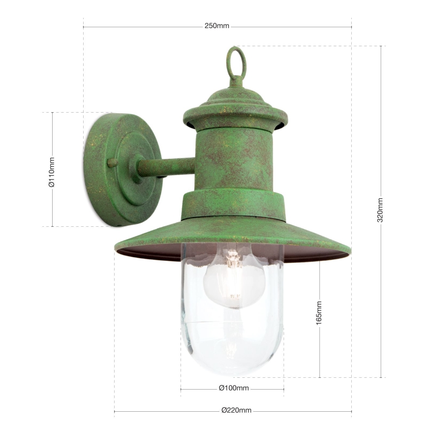 Applique da esterno LEONIE 1xE27/60W/230V IP44 verde