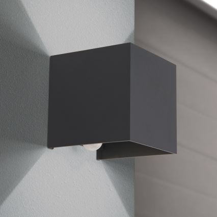 Lampada da parete LED da esterno con sensore di movimento e crepuscolare CUBE-S LED/13W/230V IP54 antracite