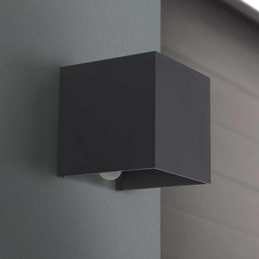 Lampada da parete LED da esterno con sensore di movimento e crepuscolare CUBE-S LED/13W/230V IP54 antracite