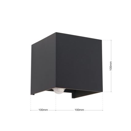 Lampada da parete LED da esterno con sensore di movimento e crepuscolare CUBE-S LED/13W/230V IP54 antracite