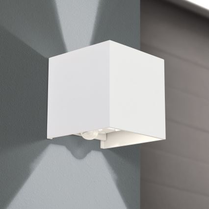Lampada da parete LED da esterno con sensore di movimento e crepuscolare CUBE-S LED/13W/230V IP54 bianco