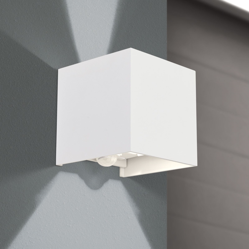 Lampada da parete LED da esterno con sensore di movimento e crepuscolare CUBE-S LED/13W/230V IP54 bianco