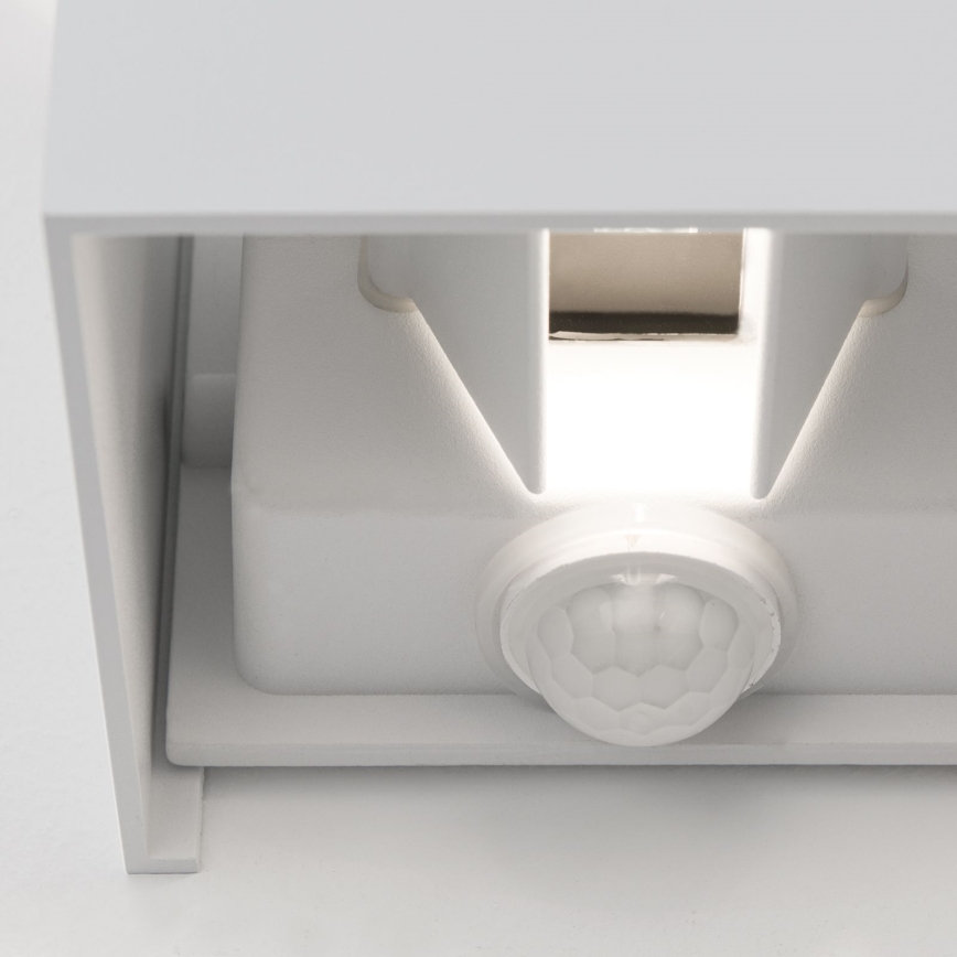 Lampada da parete LED da esterno con sensore di movimento e crepuscolare CUBE-S LED/13W/230V IP54 bianco