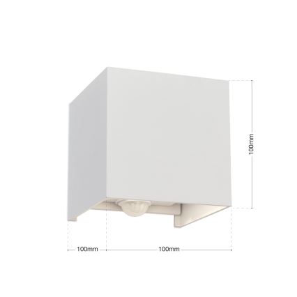 Lampada da parete LED da esterno con sensore di movimento e crepuscolare CUBE-S LED/13W/230V IP54 bianco