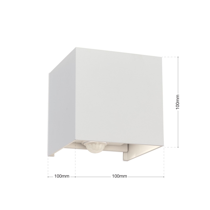 Lampada da parete LED da esterno con sensore di movimento e crepuscolare CUBE-S LED/13W/230V IP54 bianco