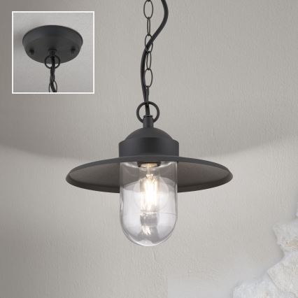 Lampada a sospensione da esterno EDWARD 1xE27/60W/230V IP44 nero