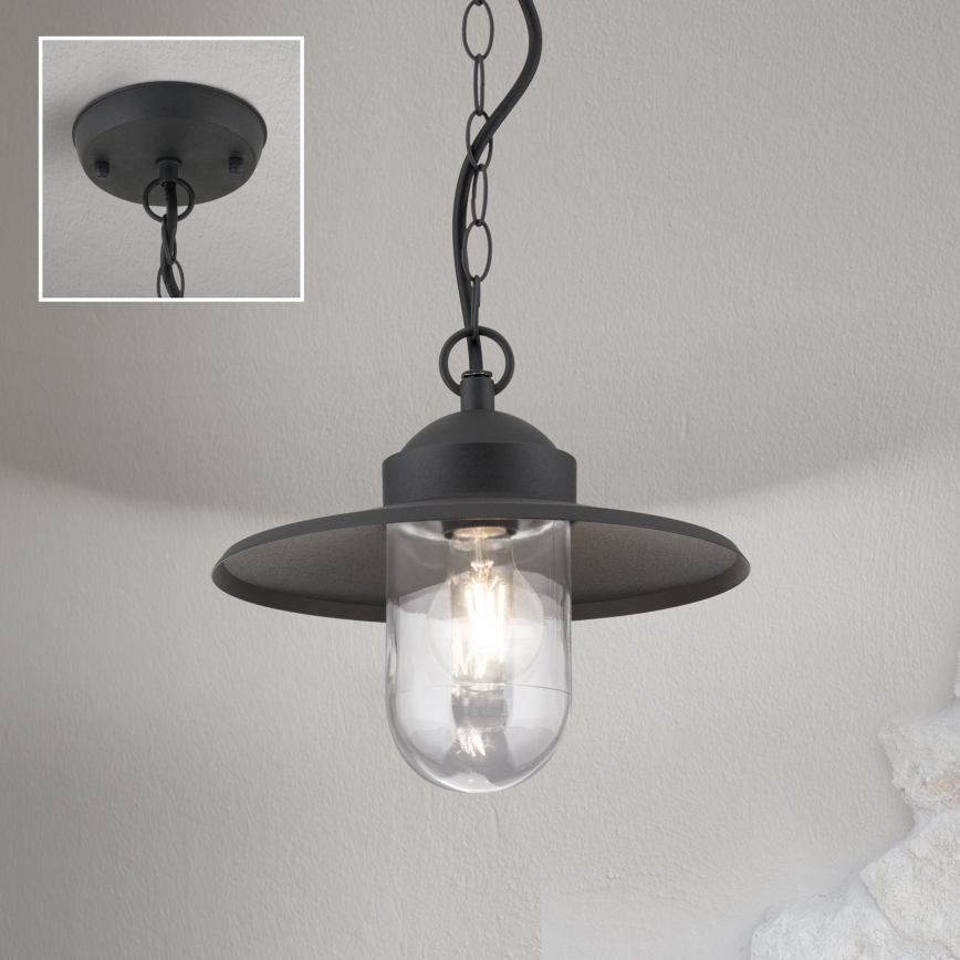 Lampada a sospensione da esterno EDWARD 1xE27/60W/230V IP44 nero