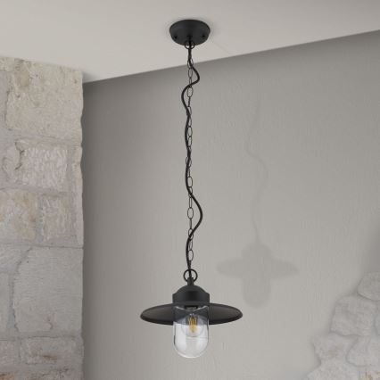 Lampada a sospensione da esterno EDWARD 1xE27/60W/230V IP44 nero