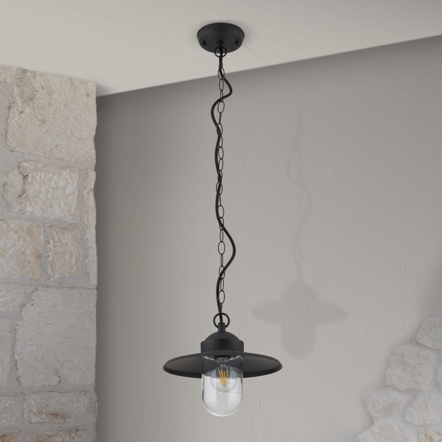 Lampada a sospensione da esterno EDWARD 1xE27/60W/230V IP44 nero