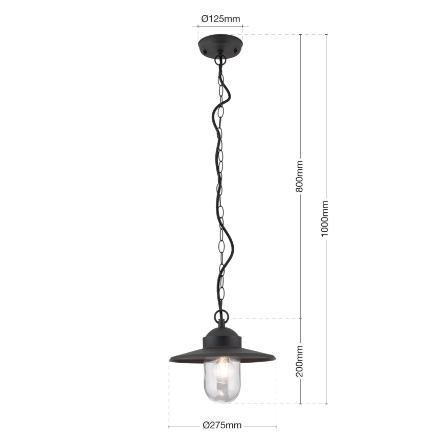 Lampada a sospensione da esterno EDWARD 1xE27/60W/230V IP44 nero