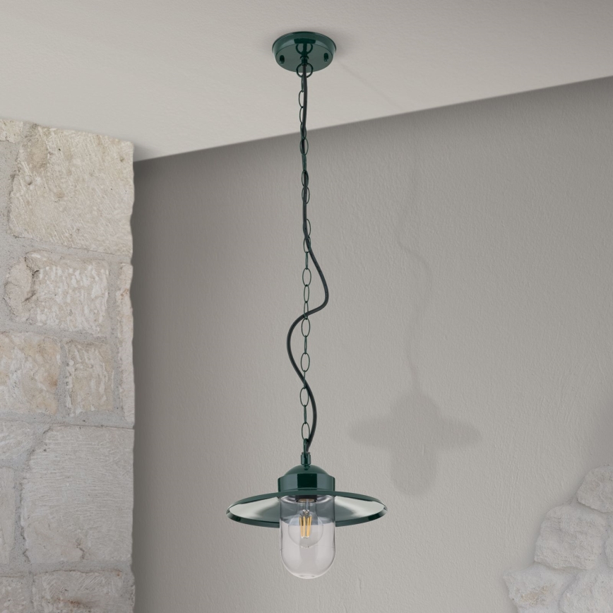 Lampada a sospensione da esterno EDWARD 1xE27/60W/230V IP44 verde