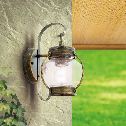 Lampada da parete per esterni TAVERNA 1xE27/60W/230V IP23 bronzo/patina