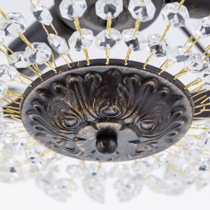 Lampadario di cristallo a sospensione con supporto rigido ARILA 3xE14/40W/230V diametro 40 cm marrone/patina