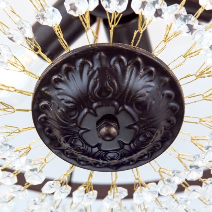 Lampadario di cristallo a sospensione con supporto rigido ARILA 6xE27/60W/230V diametro 60 cm marrone/patina