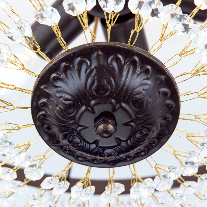 Lampadario di cristallo a sospensione con supporto rigido ARILA 6xE27/60W/230V diametro 60 cm marrone/patina