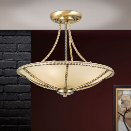 Lampadario a sospensione con supporto rigido MAURO 3xE27/60W/230V diametro 42 cm bronzo