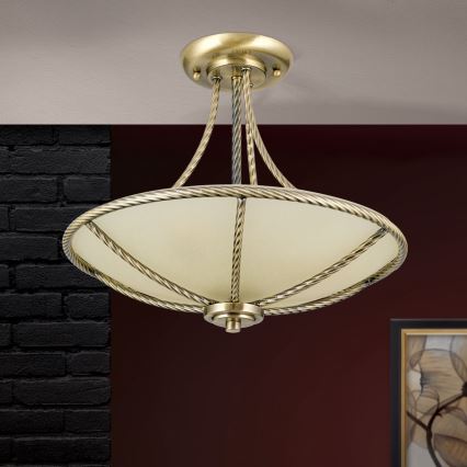 Lampadario a sospensione con supporto rigido MAURO 3xE27/60W/230V diametro 42 cm bronzo