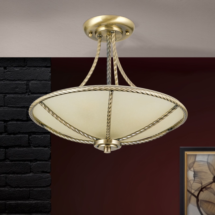 Lampadario a sospensione con supporto rigido MAURO 3xE27/60W/230V diametro 42 cm bronzo