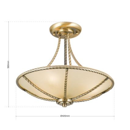 Lampadario a sospensione con supporto rigido MAURO 3xE27/60W/230V diametro 42 cm bronzo